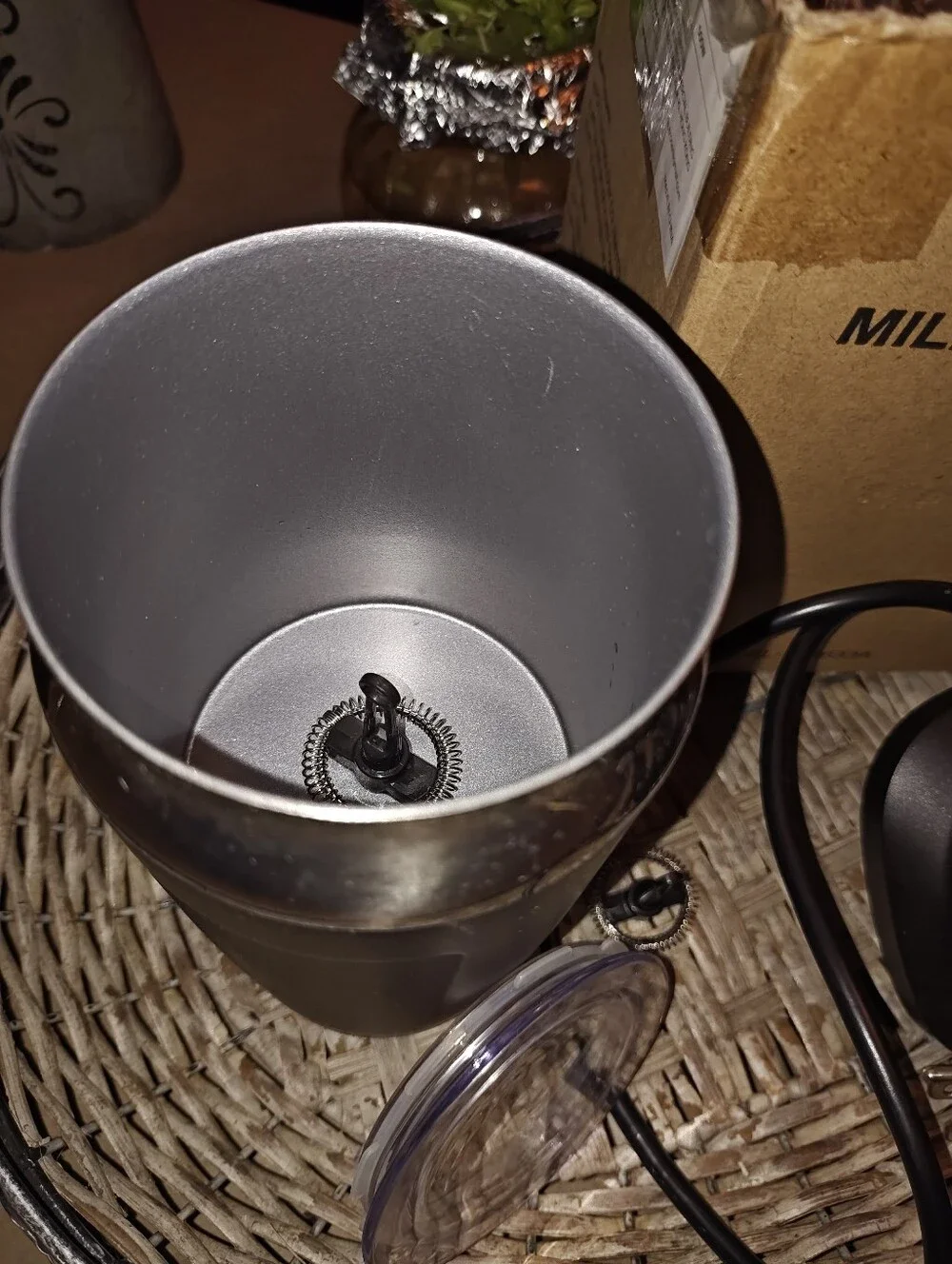 Electric Milk Frother Black with Stainless Trim